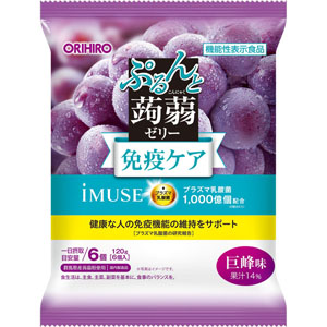 ぷるんと蒟蒻ゼリーパウチ プラズマ乳酸菌（巨峰味）  120g（20g×6個）　 【機能性表示食品】
