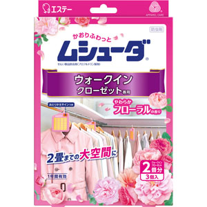 ムシューダ ウォークインクローゼット専用 やわらかフローラルの香り  3個
