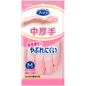 ファミリー ビニール中厚手 指先強化 Ｍ  1双 ピンク