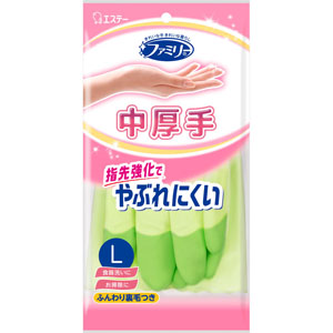 ファミリー ビニール中厚手 指先強化 Ｌ  1双 グリーン