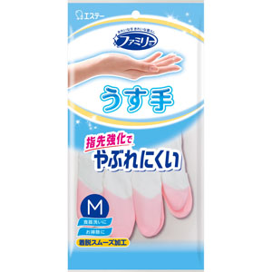 ファミリー ビニールうす手 指先強化 Ｍ  1双 ピンク