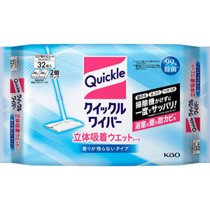 クイックルワイパー立体吸着ウエットシート 香りが残らないタイプ  32枚