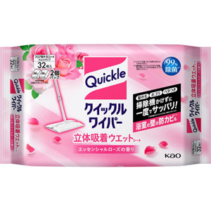 クイックルワイパー 立体吸着ウエットシート エッセンシャルローズの香り  32枚