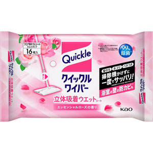 クイックルワイパー 立体吸着ウエットシート エッセンシャルローズの香り  16枚