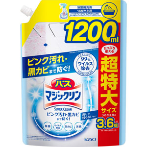 バスマジックリン 泡立ちスプレー SUPER CLEAN 香りが残らないタイプ つめかえ用 1200mL