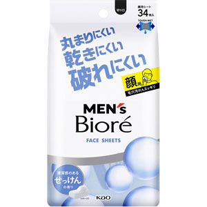 メンズビオレ フェイスシート 清潔感のある石けんの香り  34枚（188mL）