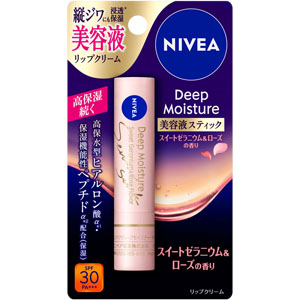 ニベア ディープモイスチャーリップ 美容液スティック スイートゼラニウム＆ローズの香り  2.2g