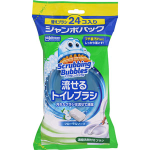 スクラビングバブル 流せるトイレブラシ フローラルソープ替えジャンボパック  24個