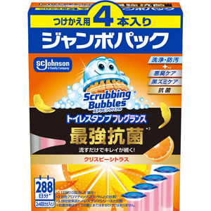 スクラビングバブルトイレスタンプフレグランス最強抗菌クリスピーシトラスつけかえ用 38g×4本