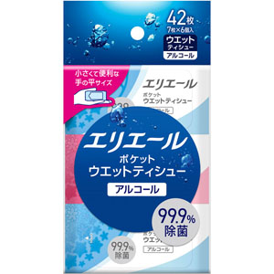 エリエール ポケットウエットティシュー 除菌アルコールタイプ  42枚・7枚×6個