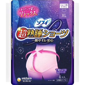 ソフィ超熟睡ショーツ ＸＬ  4枚　ピンク 【医薬部外品】