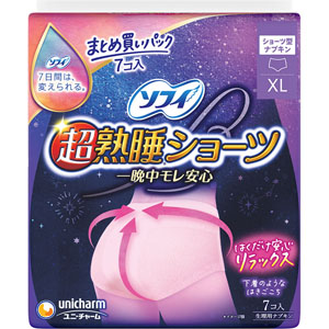 ソフィ超熟睡ショーツ ＸＬ  7枚　ピンク 【医薬部外品】