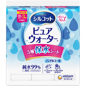 シルコットピュアウォーターウェットティッシュ詰替  174枚（58枚×3個）