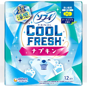 ソフィクールフレッシュ超涼感ナプキン２９０羽つき  12枚　 【医薬部外品】