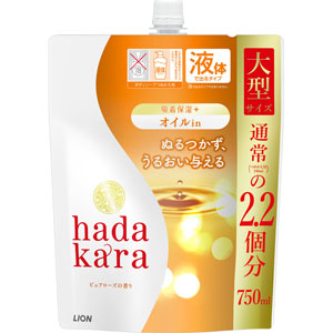 ｈａｄａｋａｒａ（ハダカラ） オイルインボディソープ ピュアローズの香り つめかえ用大型サイズ  750mL