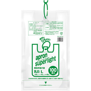 エプロンスーパーライトひも付き L/40号 100枚 乳白