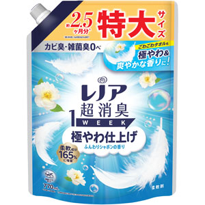 レノア超消臭1week極やわ仕上げふんわりシャボンの香りつめかえ用特大サイズ 770mL