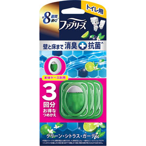 ファブリーズトイレ用消臭剤プレミアムシリーズ＋抗菌 グリーン・シトラス・ガーデンつめかえパック  6.3mL×3個