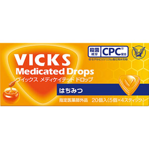 ヴイックス メディケイテッド ドロップ はちみつ  20個（5個×4スティック）　 【指定医薬部外品】